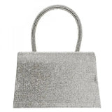 Glitter Glamour: Banquet Diamond Handbag - Fashion Luxury Evening Bags for Women, Silver Envelope Mini Sling with Top Handle