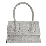 Glitter Glamour: Banquet Diamond Handbag - Fashion Luxury Evening Bags for Women, Silver Envelope Mini Sling with Top Handle