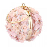 Floral Elegance: Designer Sequins Evening Bag with Big Ring - Pink Flower Luxury Handbag for Women