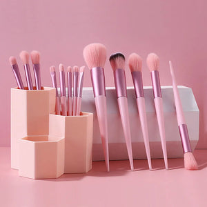 Complete Makeup Brush Set: 13 Pieces Quick Dry Soft Bristle Brushes for Foundation, Blush, Highlighter, Concealer, Loose Powder, and Eye Shadow Application