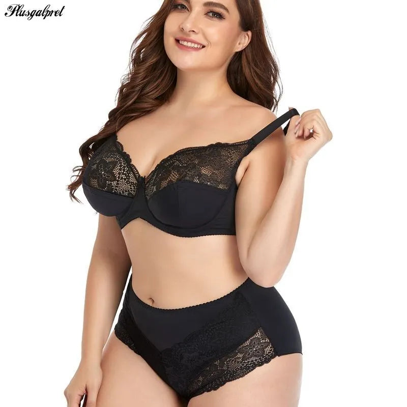 Womens Lace Bra And Panty Set, Plus Size Ultra Thin See Through