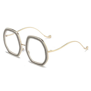 Dazzle in Style: Trendy Diamond Oversized Round Vintage Glasses