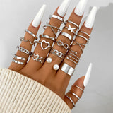 22 Piece Set: Vintage Geometric Twist Metal Ring Set