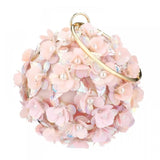 Floral Elegance: Designer Sequins Evening Bag with Big Ring - Pink Flower Luxury Handbag for Women