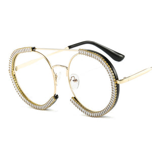 Sunglasses: Diamond Round Crystal Bling Sunglasses