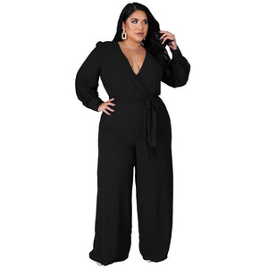 Plus Size Jumpsuits: Irregular Solid Jumpsuits