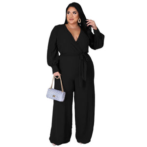 Plus Size Jumpsuits: Irregular Solid Jumpsuits