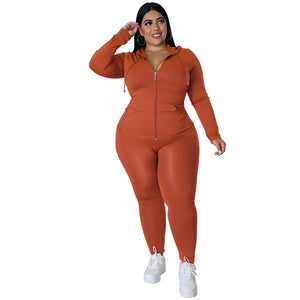 Plus Size Two Piece Sets: Long Sleeve Tracksuits