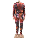 Plus Size Two Piece Sets: Two Piece Long Sleeve Hoodie Tie Dye Suits