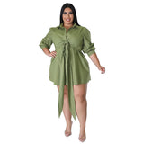 Plus Size Dresses: Lace Long Sleeve Loose Shirt Mini Dresses